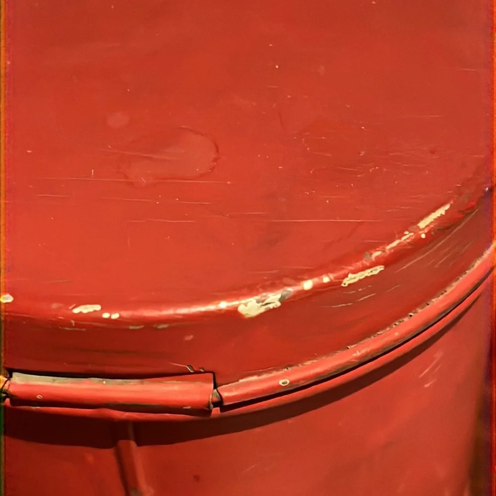 Vintage Painted Kreamer 2 Tin Canister with Hinged Latched Lid